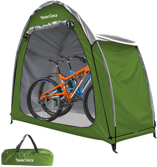 BeerGear Fietstent met afneembare regenhoes - Schuurtent Camping - Opbergtent - Groen van Merkloos