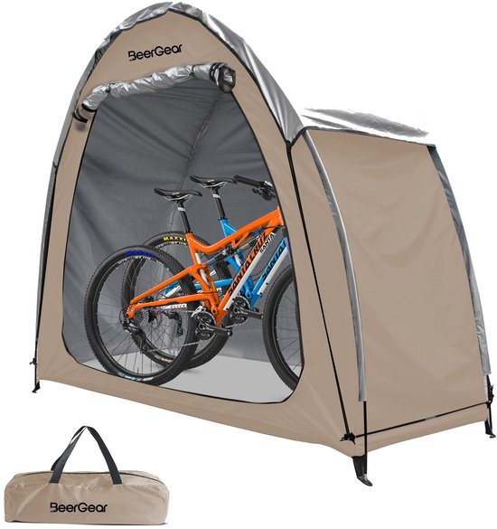 BeerGearFietstent Camping - schuurtent opbergtent - khaki/bruin
