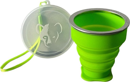 Beker - Opvouwbare beker - Drink Beker - Vakantie - Water - Siliconen - 288ML - Groen van Cherishtime