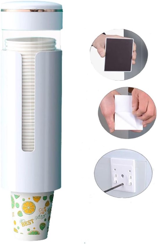 Bekerdispenser Water Cup Dispenser Wandmontage Wall-mounted cup met wandmontage, voor bekers, bekers en kegels, met magneet