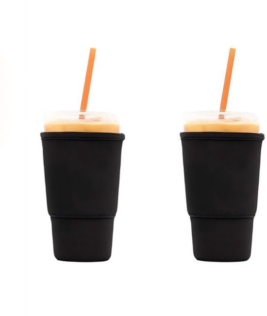 Bekerhoes -2-pack - Herbruikbaar - Thermisch & isolerend - Voor koffie, thee en dranken - Bekerhouder/drager - duurzaam - Geschikt voor diverse bekers met warme en koude dranken, reismokken, koffiebekers, baby-/peuterbekers, enz. - 16,5 x 10 x 6 cm