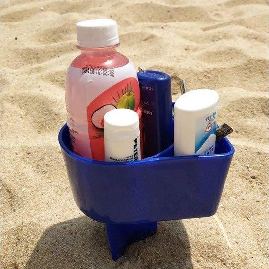 Bekerhouder met grondpin - Blauw - 2 stuks - Strand - Camping - opbergen - telefoonhouder - drankhouder - zwembad - vakantie
