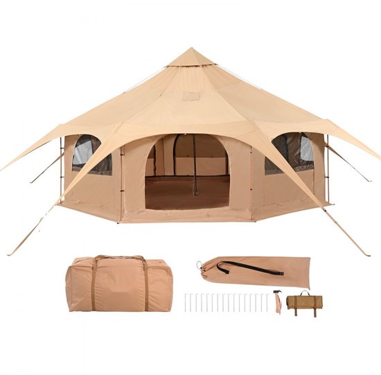 Bell tent / yurttent - Familietent - Ø 5 m x 2,8 m - TC-Polykatoen - IJzeren palen - Oxford grondzeil - 8 personen - Groepstent van Bell