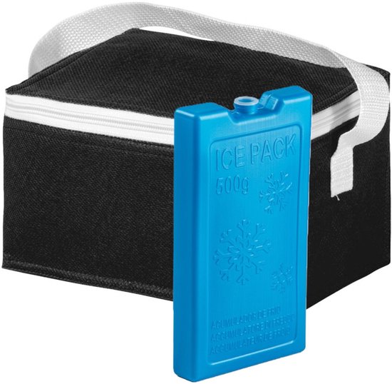 Bellatio Design Lunchtas / koeltas - incl koelelement - zwart - 21 x 15 x 12 cm - voor onderweg van Merkloos