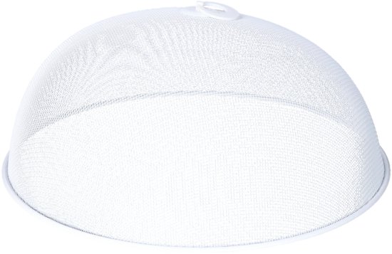 Bellatio Design Vliegenkap - wit - 35 x 16cm - buiten eten - anti insecten - RVS - voedsel beschermen - voedselkap - afdekkap van Bellatio