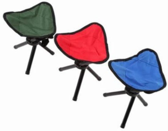 Benson Compacte campingkruk - opvouwbaar - oxford doek - stalen frame - 30 x 30 x 38 cm - mix kleur