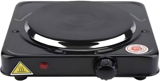 Benson Enkele elektrische kookplaat - compact - 1000 watt - zwart - 22 x 22 cm van Benson