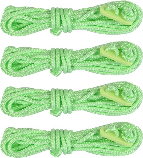 Benson Glow in the Dark scheerlijn - 4x3 meter - Inclusief spanners - Veilig kamperen - Zon-oplaadbaar van Merkloos
