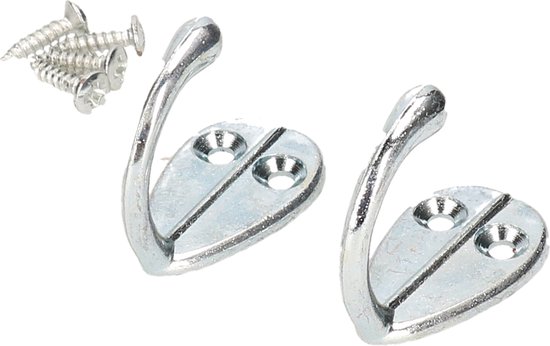 Benson Metalen kapstokhaken - Dubbele haken - 4 x 2.5 x 3.5 cm - 2 stuks van Benson