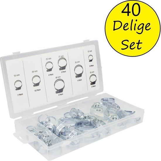 Benson Slangenklemmen Set 40 Delig - 8 Verschillende Formaten - Zilverkleurig van Benson