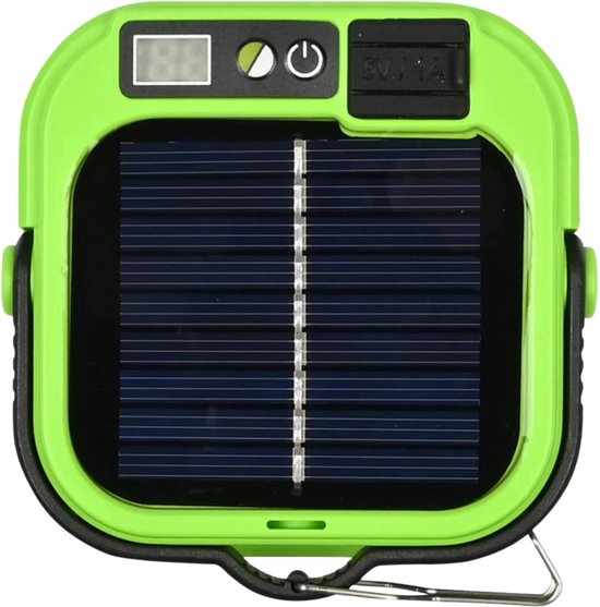 Benson Survival powerbank met lamp - zonne-energie - oplaadbaar - groen - preppen/noodpakket/outdoor/vakantie
