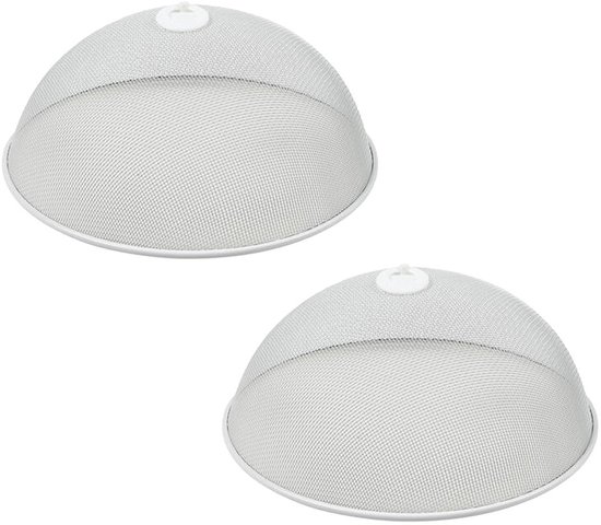 Benson Voedselkap - 2x - rond - 30 cm - wit - metaal - vliegenkap - foodcover