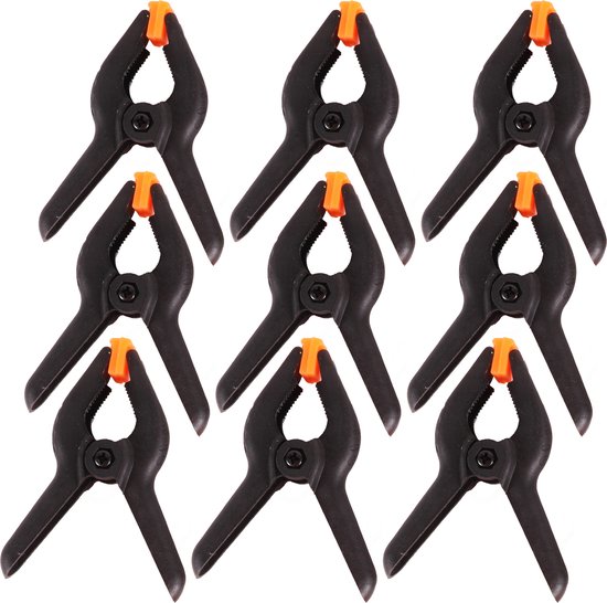 Benson Zeilklemmen/veerklemmen - 15x - kunststof - 9 cm - lijmklemmen met gekartelde kaken van Benson