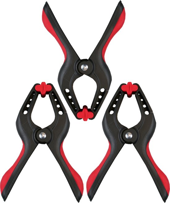 Benson Zeilklemmen/veerklemmen - 3x - kunststof - 10 cm - profi lijmklemmen met rubber heft van Benson