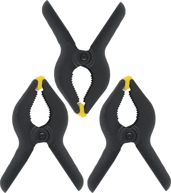 Benson Zeilklemmen/veerklemmen - 3x - kunststof - 15 cm - lijmklemmen met gekartelde kaken van Benson