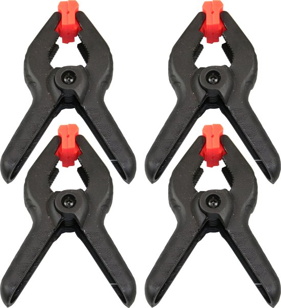 Benson Zeilklemmen/veerklemmen - 4x - kunststof - 10 cm - lijmklemmen met gekartelde kaken van Benson