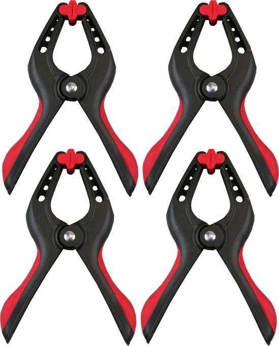 Benson Zeilklemmen/veerklemmen - 4x - kunststof - 10 cm - profi lijmklemmen met rubber heft van Benson