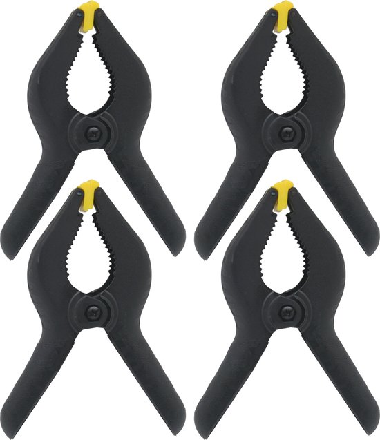 Benson Zeilklemmen/veerklemmen - 4x - kunststof - 15 cm - lijmklemmen met gekartelde kaken van Benson