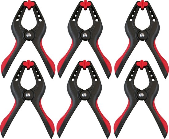 Benson Zeilklemmen/veerklemmen - 6x - kunststof - 10 cm - profi lijmklemmen met rubber heft van Benson
