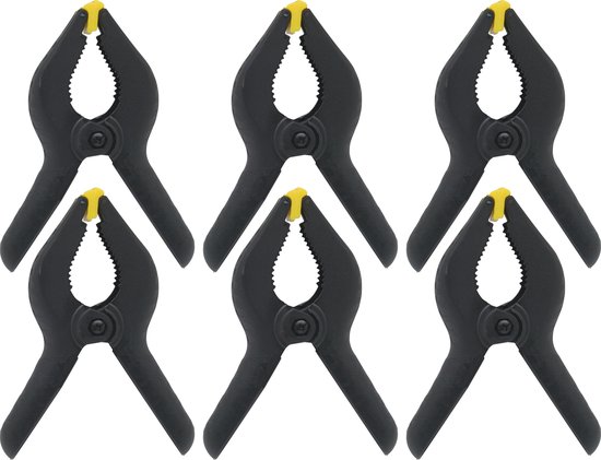 Benson Zeilklemmen/veerklemmen - 6x - kunststof - 15 cm - lijmklemmen met gekartelde kaken van Benson