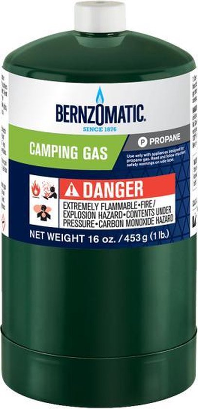 Bernzomatic Propaan "Camping / fat" Wegwerp cilinder / Gaspatroon - TX916 "CGA600 US" aansluiting - 453 gram van Bernzomatic