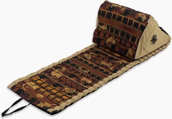 Besarto - Strandmatras - strandmat - opblaasbare rugleuning - 3 standen - oprolbaar - lichtgewicht - Made in EU - wasbaar - kleurecht - compact - africa brown - opgerold 50 x 25 x 25 cm van Merkloos