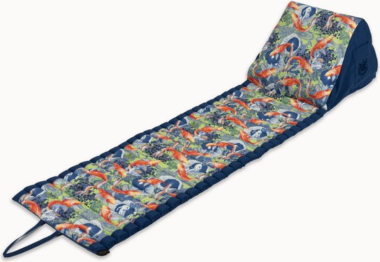 Besarto - Strandmatras - strandmat - opblaasbare rugleuning - 3 standen - oprolbaar - lichtgewicht - Made in EU - wasbaar - kleurecht - compact - Mermaids orange blue - opgerold 50 x 25 x 25 cm