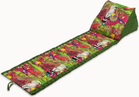 Besarto - Strandmatras - strandmat - opblaasbare rugleuning - 3 standen - oprolbaar - lichtgewicht - Made in EU - wasbaar - kleurecht - compact - paradijsvogel fuchsia - opgerold 50 x 25 x 25 cm
