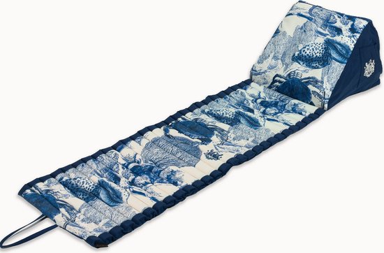 Besarto - Strandmatras - strandmat - opblaasbare rugleuning - 3 standen - oprolbaar - lichtgewicht - Made in EU - wasbaar - kleurecht - compact - sea life blue - opgerold 50 x 25 x 25 cm van Merkloos