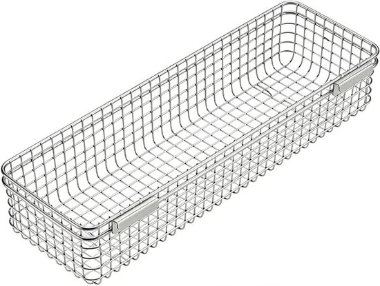 Bestekopbergmand - Draagbare Gaasmand - Kampeer Keuken - Snel Drogen Gaas - 30x10x6.2 cm - Zilver