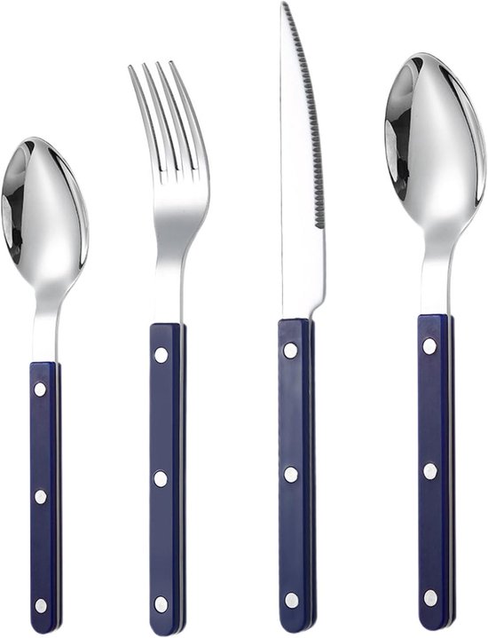Bestekset Roestvrij Staal - Frans Bestek - Dineren Buiten - Vaatwasmachinebestendig - 4 Delig - Zilver