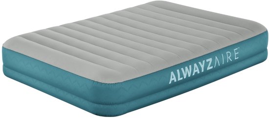 Bestway AlwaysAire – Luchtbed – 2-Persoons – 152×203×36 cm – Grijs/Blauw – Met Verwijderbare Oplaadbare Pomp - 2-persoons Luchtbed - Altijdzair - Verwijderbare Pomp - Oplaadbare Pomp - Camping van Merkloos