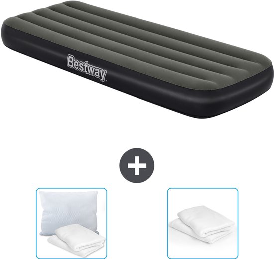 Bestway luchtbed - 1-Persoons - 76 x 185 x 25 cm - Groen - Inclusief Kussen en Kussenbeschermer van Bestway
