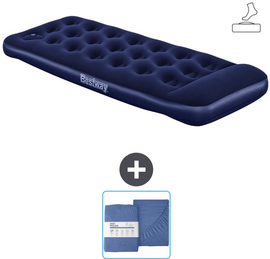 Bestway luchtbed - 1-Persoons - 76 x 185 x 28 cm - Blauw - Inclusief pomp en Hoeslaken van Merkloos