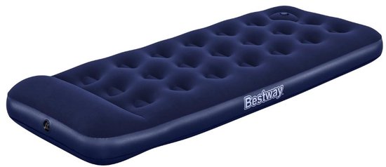 Bestway – Luchtbed – 1-Persoons – 76×185×28 cm – Blauw – Met Ingebouwde Voetpomp - Luchtbed - Camping - Buiten - Binnen - 1 Persoons van Merkloos