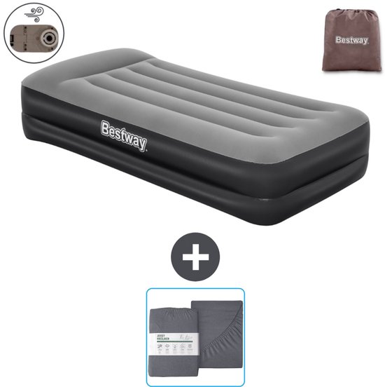 Bestway luchtbed - 1-Persoons - 97 x 191 x 46 cm - Grijs - Inclusief pomp en Hoeslaken van Merkloos