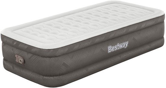 Bestway – Luchtbed – 1-Persoons – 97×191×46 cm – Bruin – Met Ingebouwde Elektrische Pomp – Incl. 3-in-1 Opbergtas - Luchtbed - 1-persoons Luchtbed - Luchtbed Met Pomp - Luchtbed Voor Binnen Gebruik - Luchtbed Met Wave Beam van Merkloos