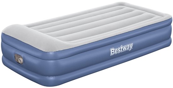 Bestway – Luchtbed – 1-Persoons – 97×191×46 cm – Grijs/Blauw – Met Ingebouwde Elektrische Pomp – Incl. 3-in-1 Opbergtas - Luchtbed - 1-persoons Luchtbed - Luchtbed Met Pomp - Luchtbed Voor Binnen Gebruik - Luchtbed Voor Gasten van Merkloos