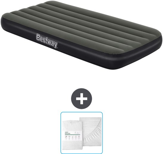 Bestway luchtbed - 1-Persoons - 99 x 188 x 28 cm - Blauw - Inclusief pomp en Hoeslaken van Merkloos