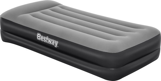 Bestway Luchtbed 1 Persoons - Luchtmatras 191 x 97 x 46 cm - met Ingebouwde Pomp en Leegloopventiel - Tritech Materiaal - Behoud zijn Vorm - Kampeer Accessoires - Zwart/Grijs van Bestway