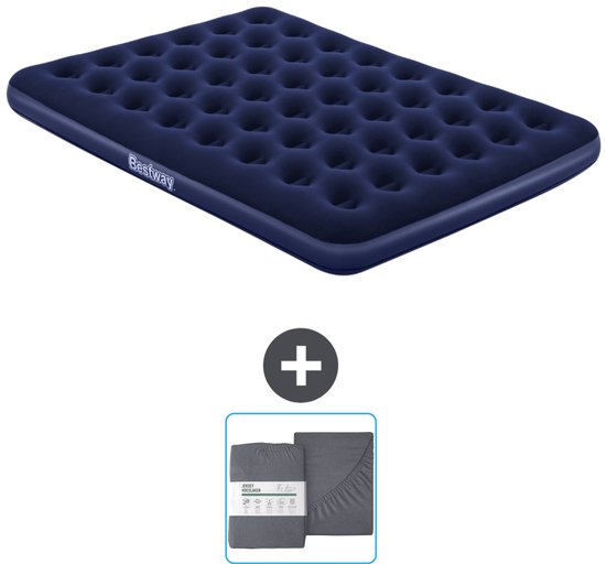Bestway luchtbed - 2-Persoons - 152 x 203 x 22 cm - Blauw - Inclusief en Hoeslaken van Merkloos