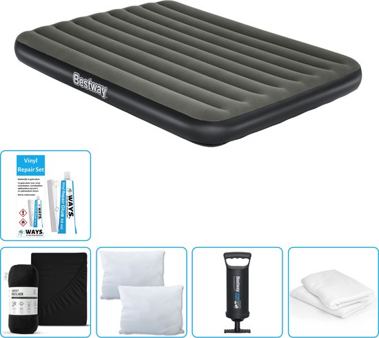 Bestway luchtbed - 2-Persoons - 152 x 203 x 25 cm - Groen - Inclusief Hoeslaken - Kussen - Kussenbeschermer - Pomp en Reparatieset van Bestway