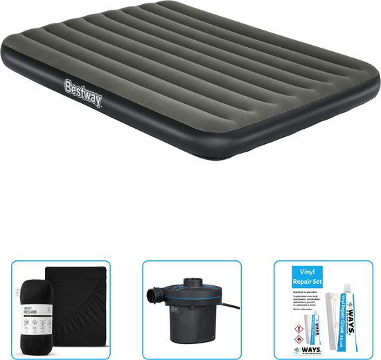 Bestway luchtbed - 2-Persoons - 152 x 203 x 25 cm - Groen - Inclusief Hoeslaken - Pomp en Reparatieset van Bestway