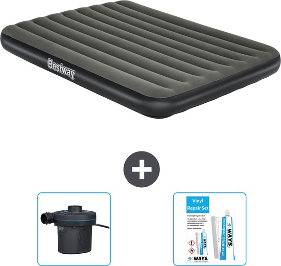 Bestway luchtbed - 2-Persoons - 152 x 203 x 25 cm - Groen - Inclusief Pomp en Reparatieset van Bestway