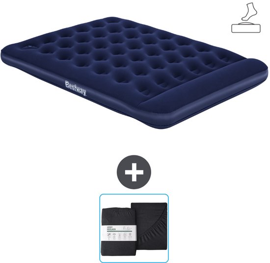 Bestway luchtbed - 2-Persoons - 152 x 203 x 28 cm - Blauw - Inclusief pomp en Hoeslaken van Merkloos