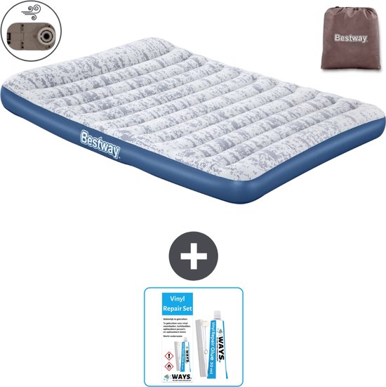 Bestway luchtbed - 2-Persoons - 152 x 203 x 30 cm - Blauw - Inclusief pomp - Reparatieset van Bestway