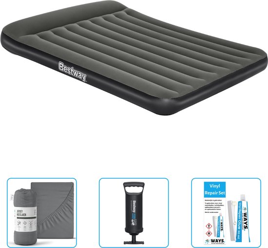 Bestway luchtbed - 2-Persoons - 152 x 203 x 30 cm - Groen - Inclusief Hoeslaken - Pomp en Reparatieset van Bestway