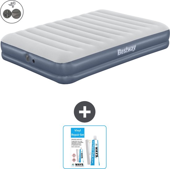 Bestway luchtbed - 2-Persoons - 152 x 203 x 36 cm - Blauw - Inclusief pomp - Reparatieset van Bestway