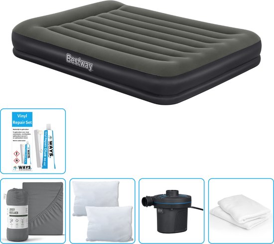 Bestway luchtbed - 2-Persoons - 152 x 203 x 36 cm - Groen - Inclusief Hoeslaken - Kussen - Kussenbeschermer - Pomp en Reparatieset van Bestway