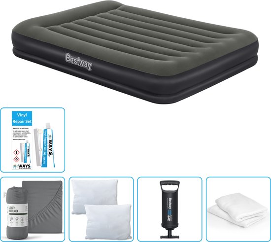 Bestway luchtbed - 2-Persoons - 152 x 203 x 36 cm - Groen - Inclusief Hoeslaken - Kussen - Kussenbeschermer - Pomp en Reparatieset van Bestway